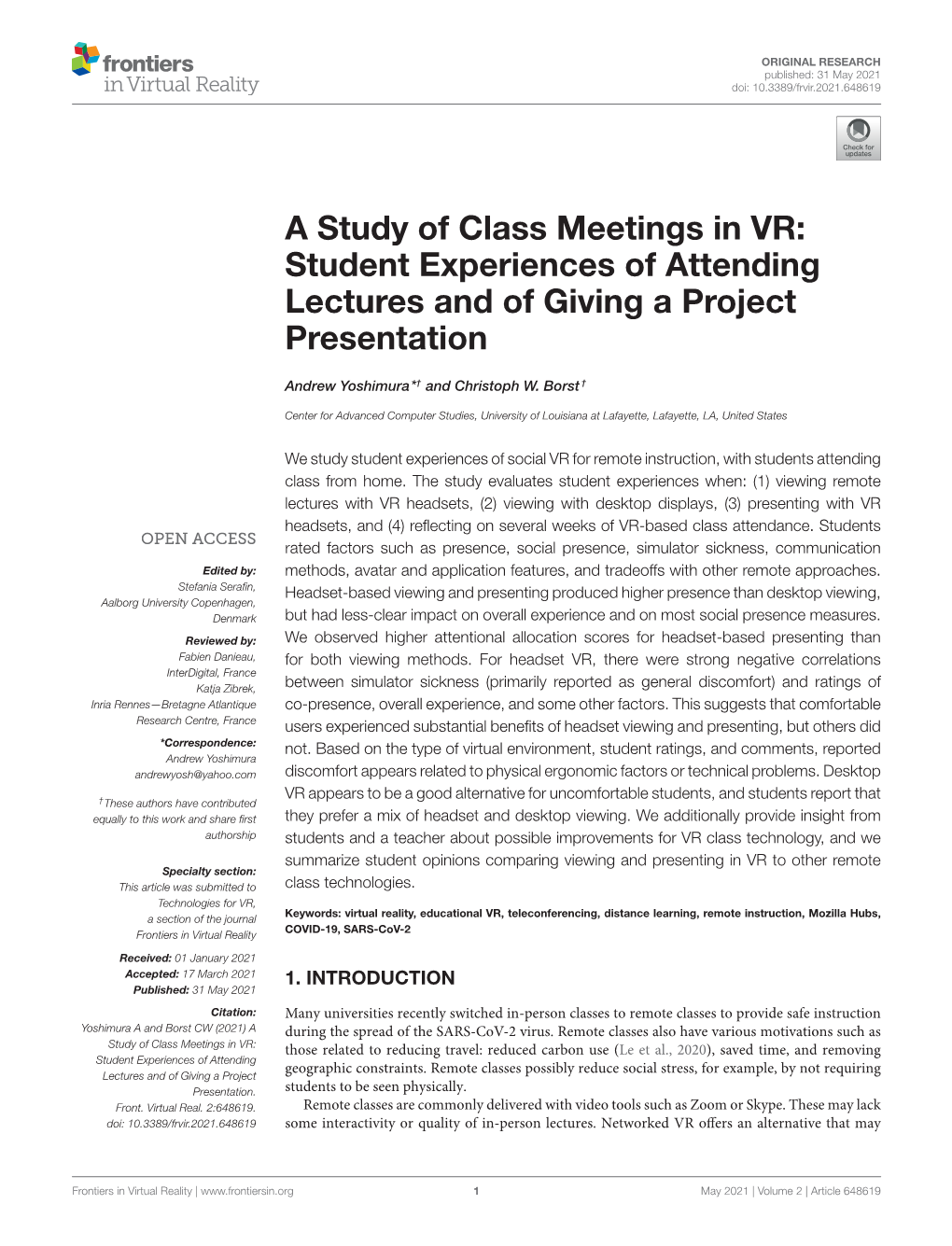 Downloading of Content), Virtual Room Preference, External Distractions Were Found Problematic When Present