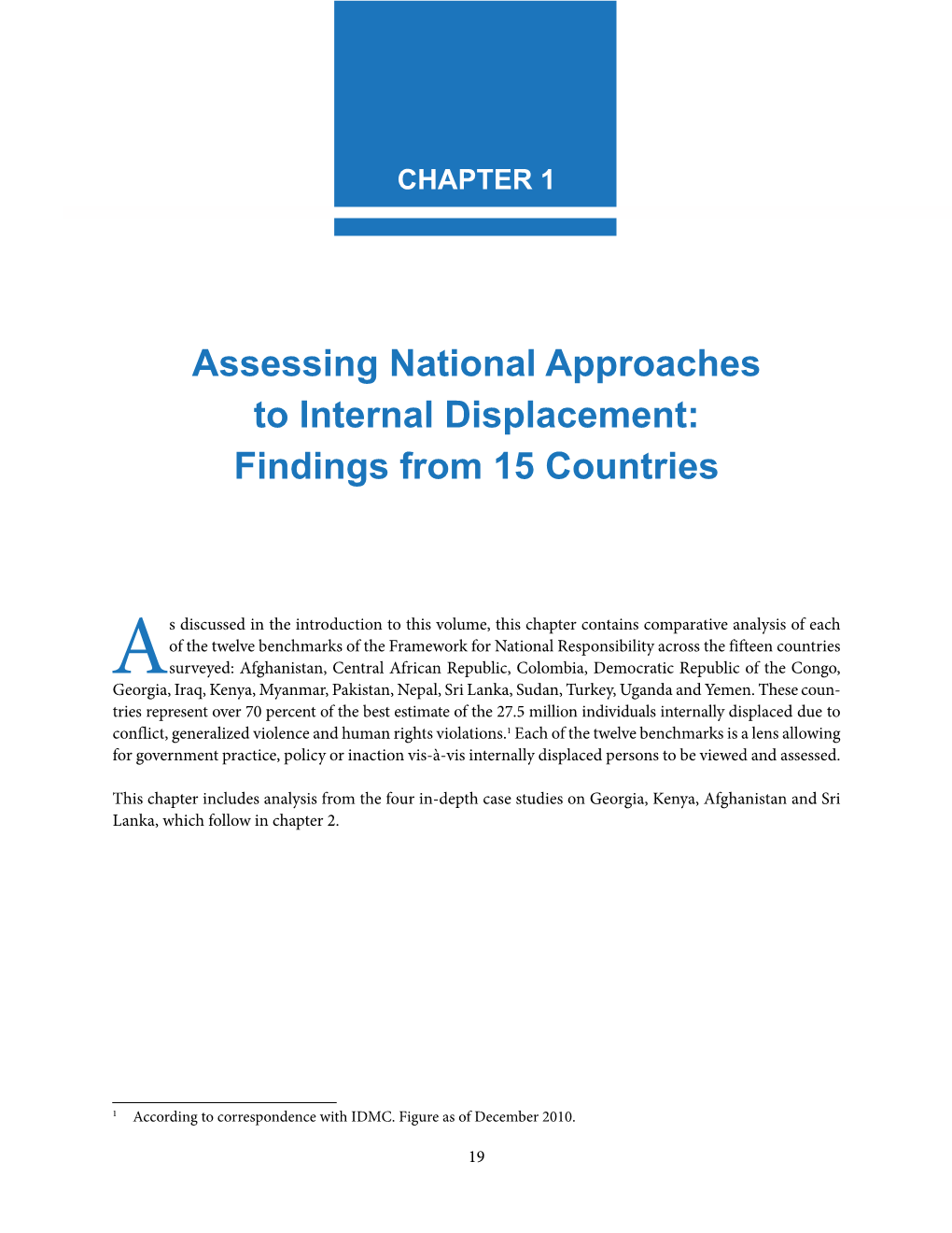 Chapter 1: Assessing National Approaches to Internal Displacement