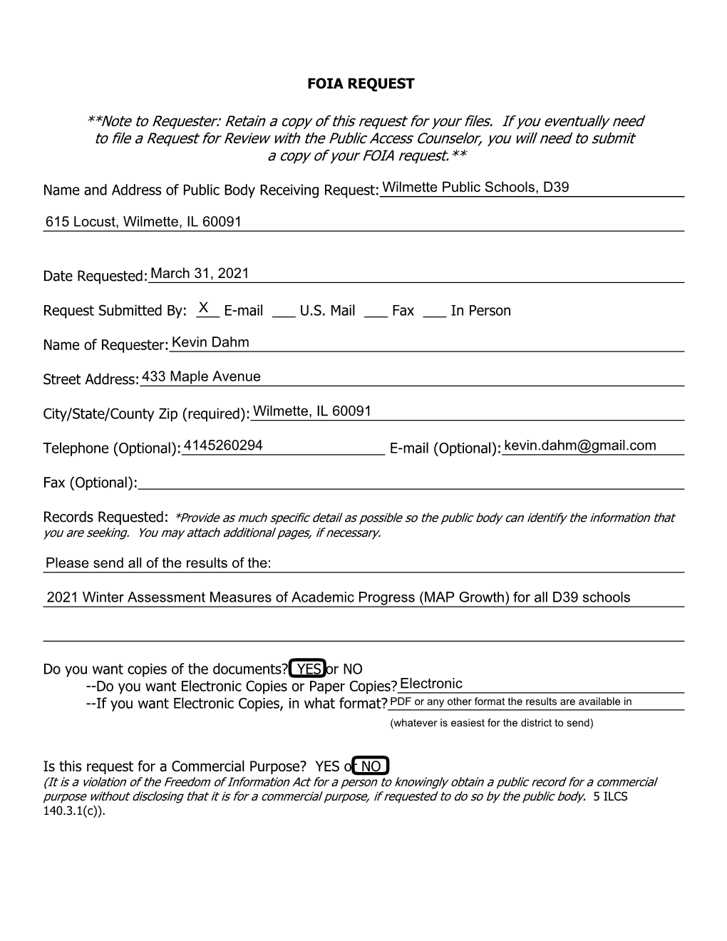 Sample Foia Request Form