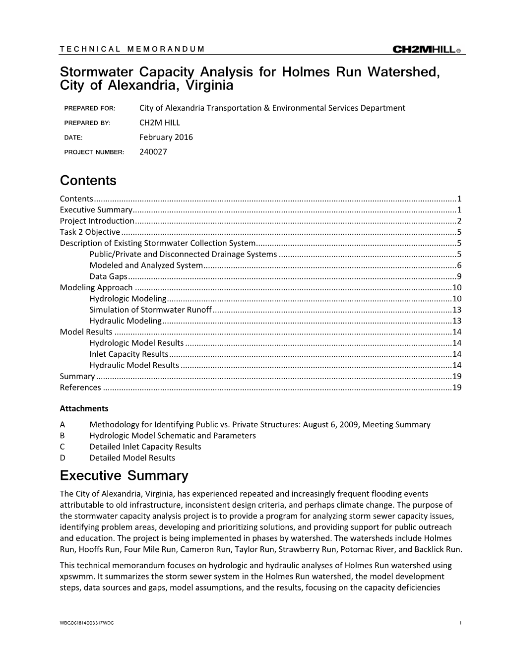 2.3 Stormwater Capacity Analysis for Holmes Run, City of Alexandria