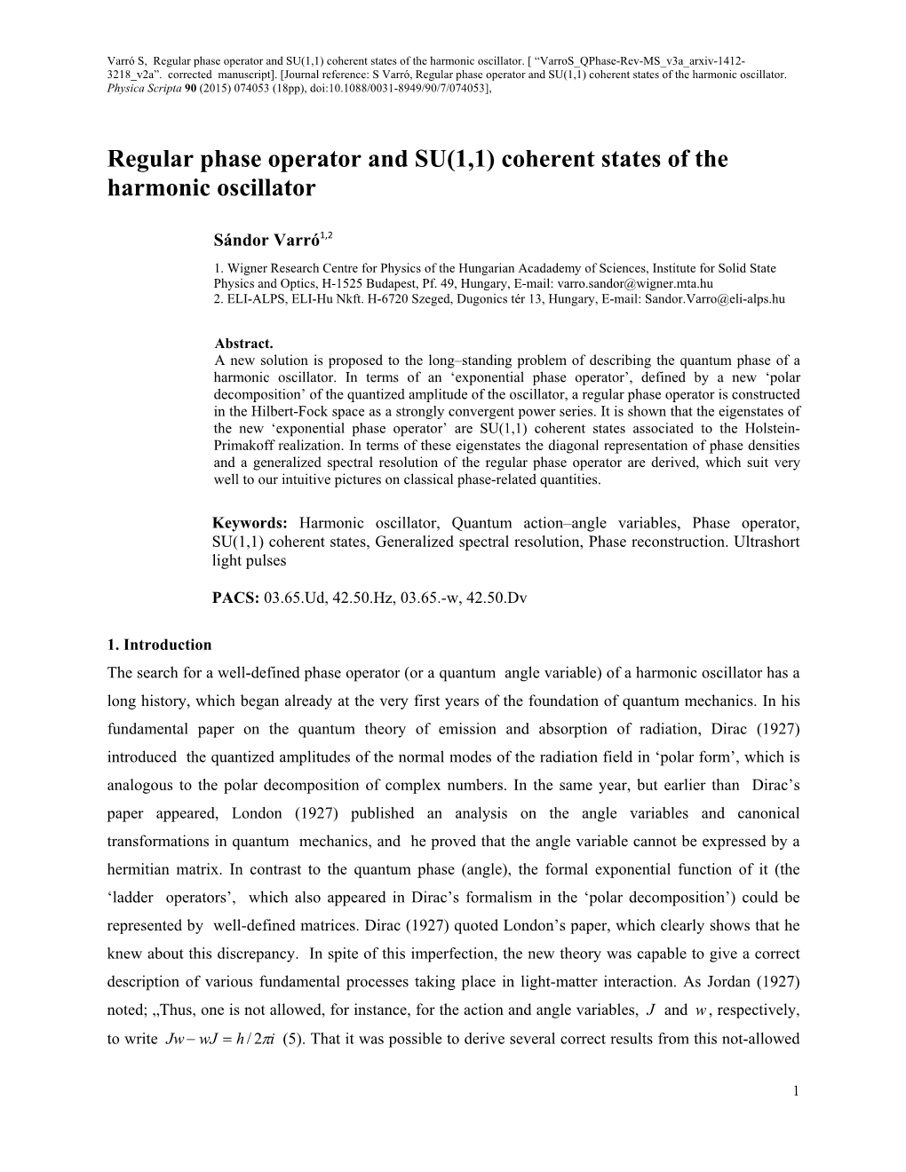 Regular Phase Operator and SU(1,1) Coherent States of the Harmonic Oscillator