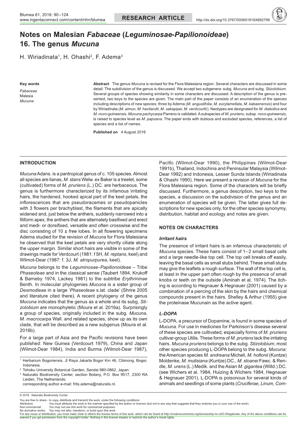 16. the Genus <I>Mucuna