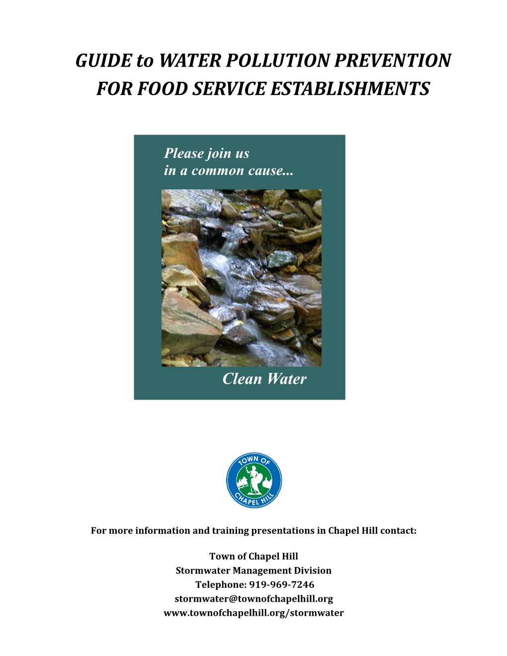 GUIDE to WATER POLLUTION PREVENTION for FOOD SERVICE ESTABLISHMENTS