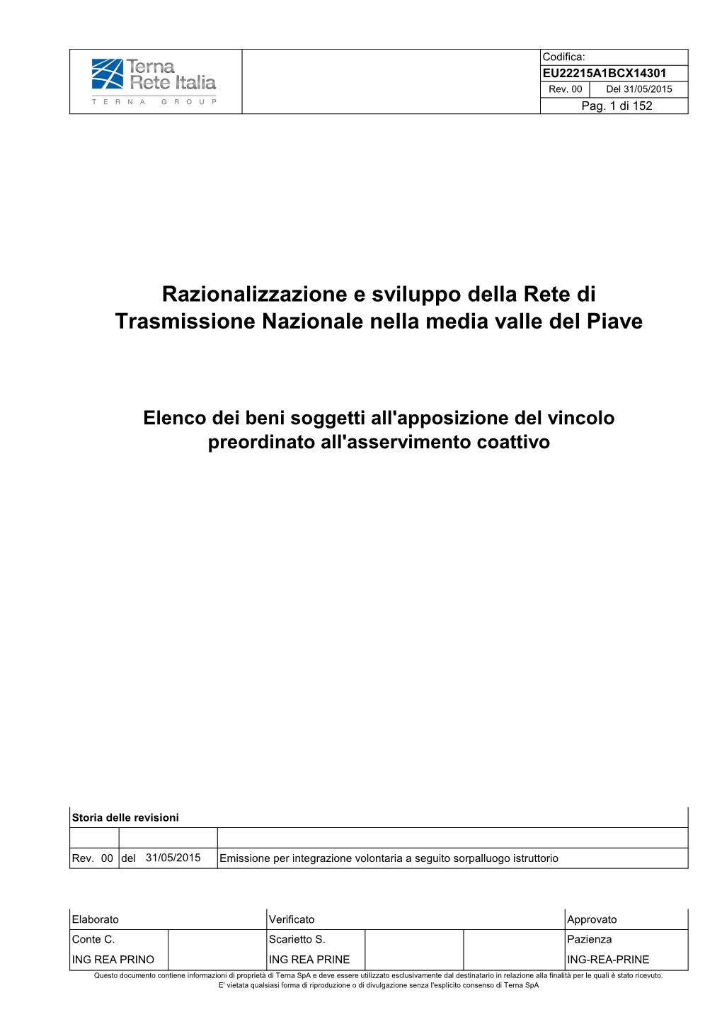 Razionalizzazione E Sviluppo Della Rete Di Trasmissione Nazionale Nella Media Valle Del Piave