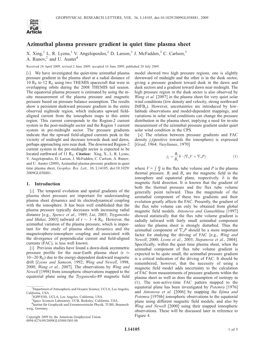 Azimuthal Plasma Pressure Gradient in Quiet Time Plasma Sheet X