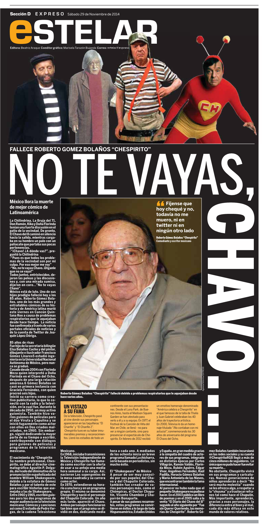Fallece Roberto Gomez Bolaños “Chespirito”