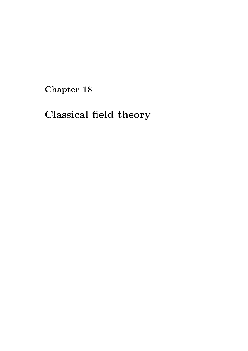 Classical Field Theory