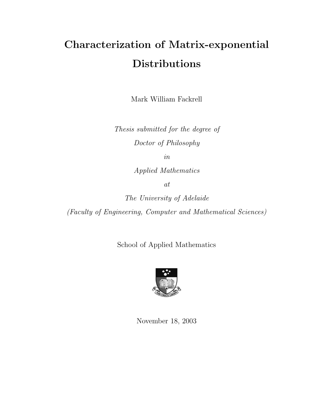 Characterization of Matrix-Exponential Distributions