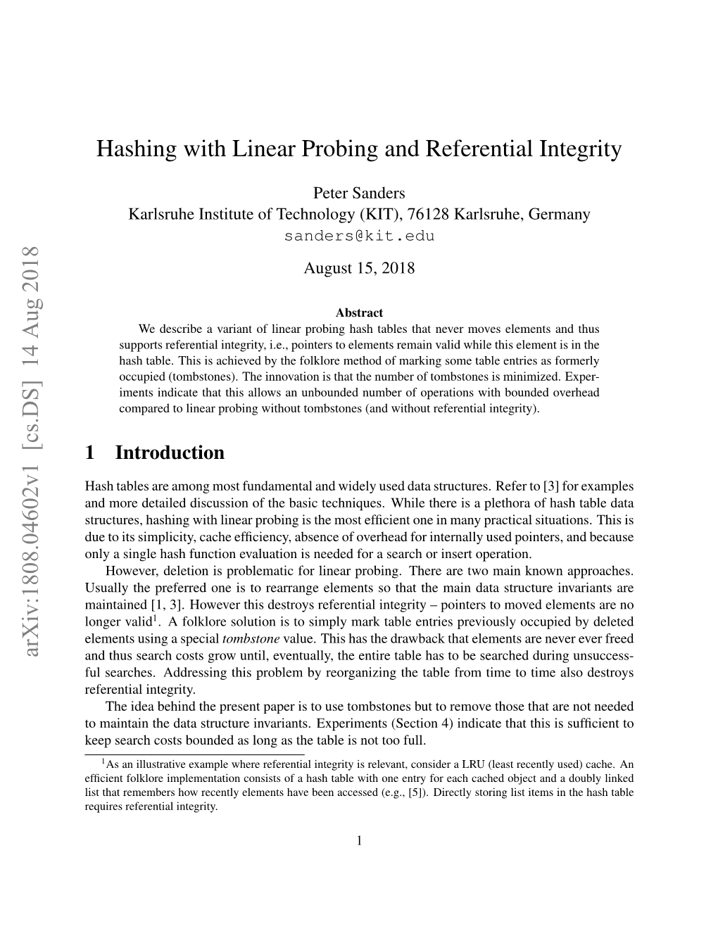 Hashing with Linear Probing and Referential Integrity