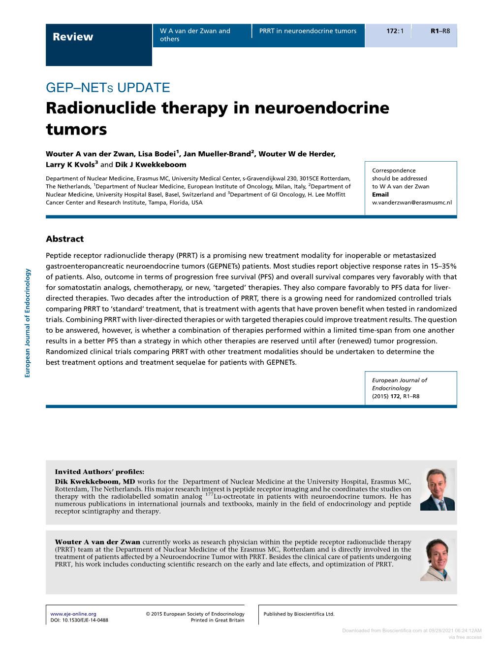 Radionuclide Therapy in Neuroendocrine Tumors