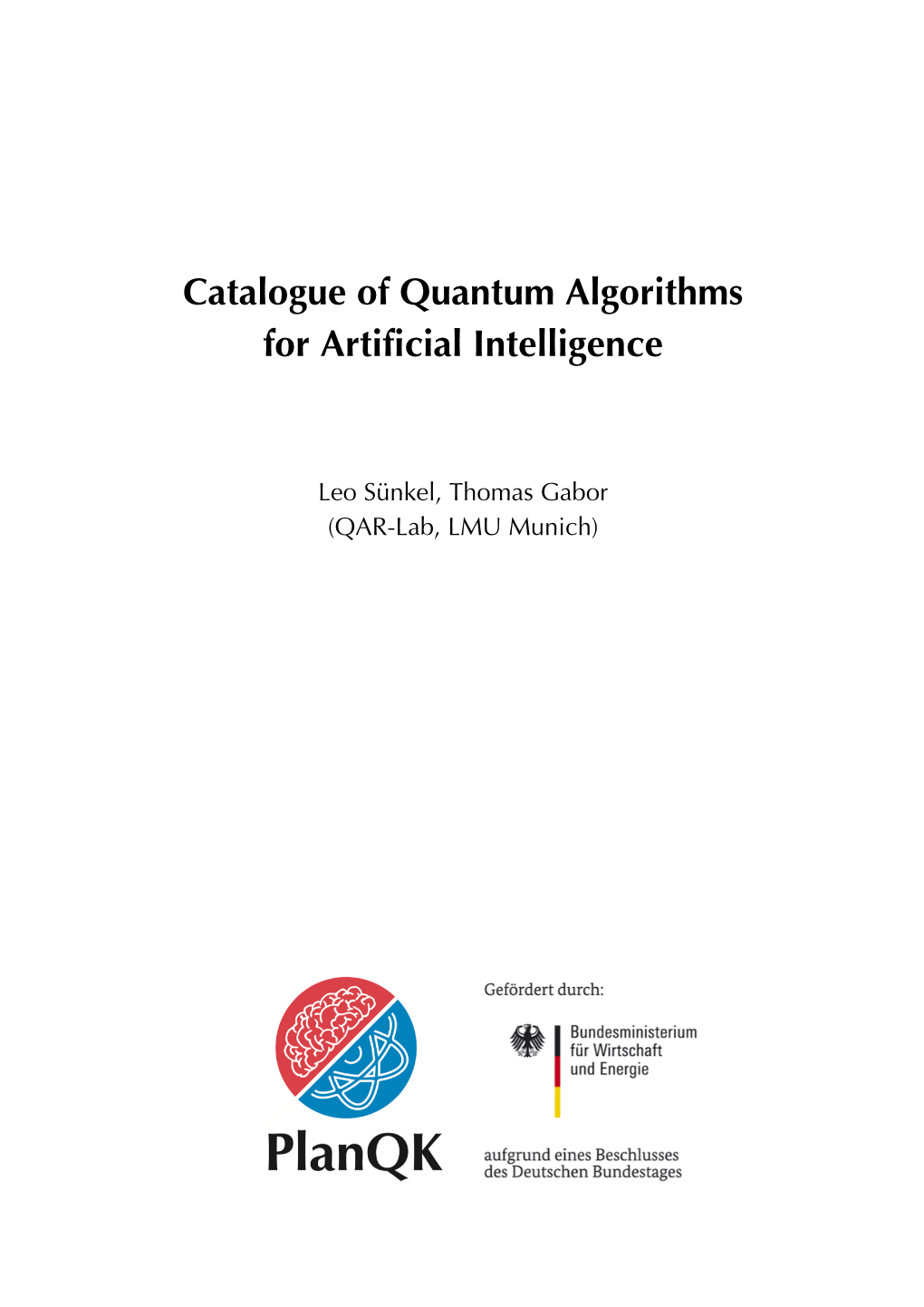 Catalogue of Quantum Algorithms for Artificial Intelligence