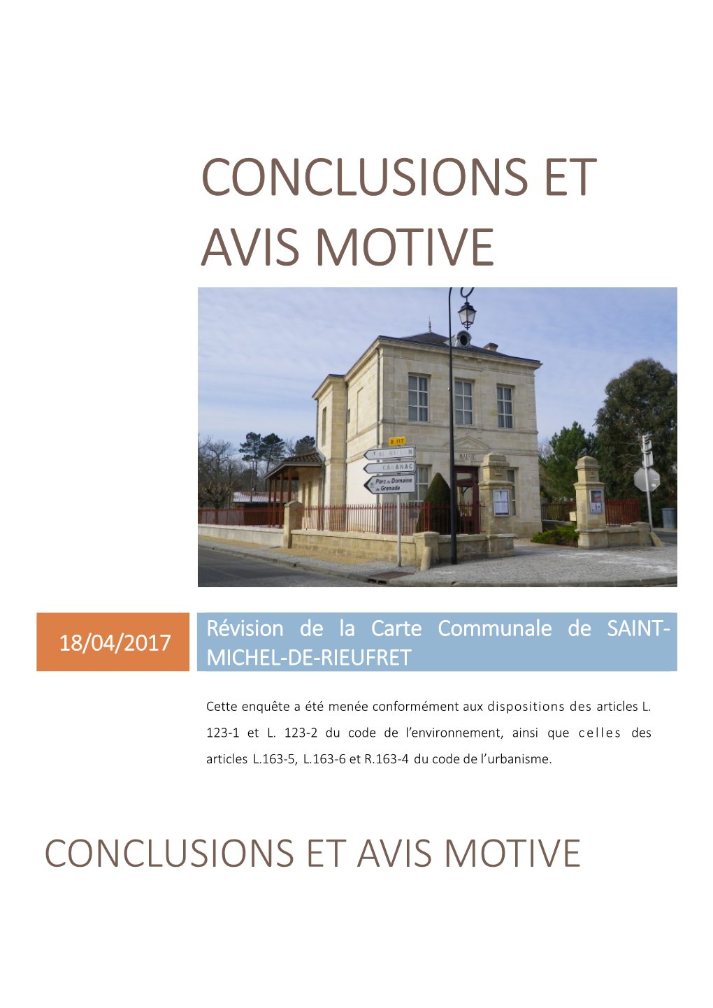 Conclusions Et Avis Motive