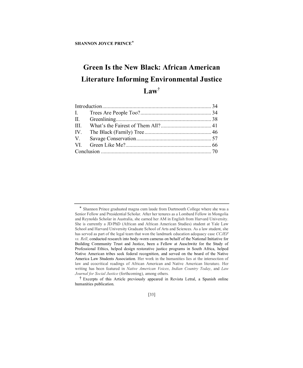 African American Literature Informing Environmental Justice Law†