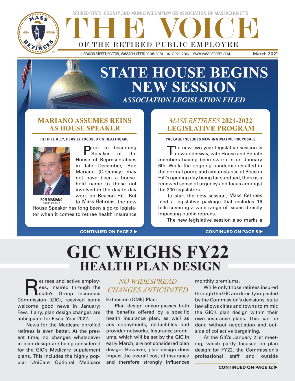 March 2021 STATE HOUSE BEGINS NEW SESSION ASSOCIATION LEGISLATION FILED