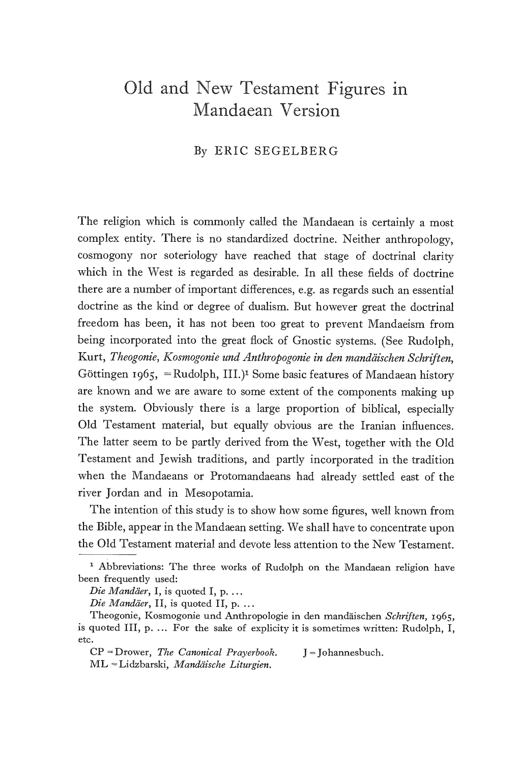 Old and New Testament Figures in Mandaean Version