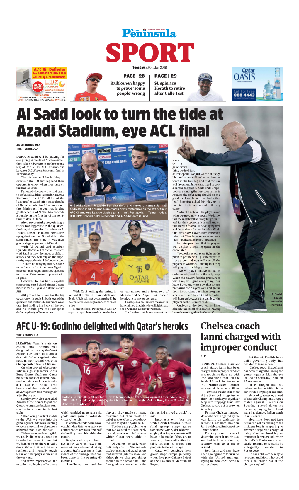 Al Sadd Look to Turn the Tide at Azadi Stadium, Eye ACL Final
