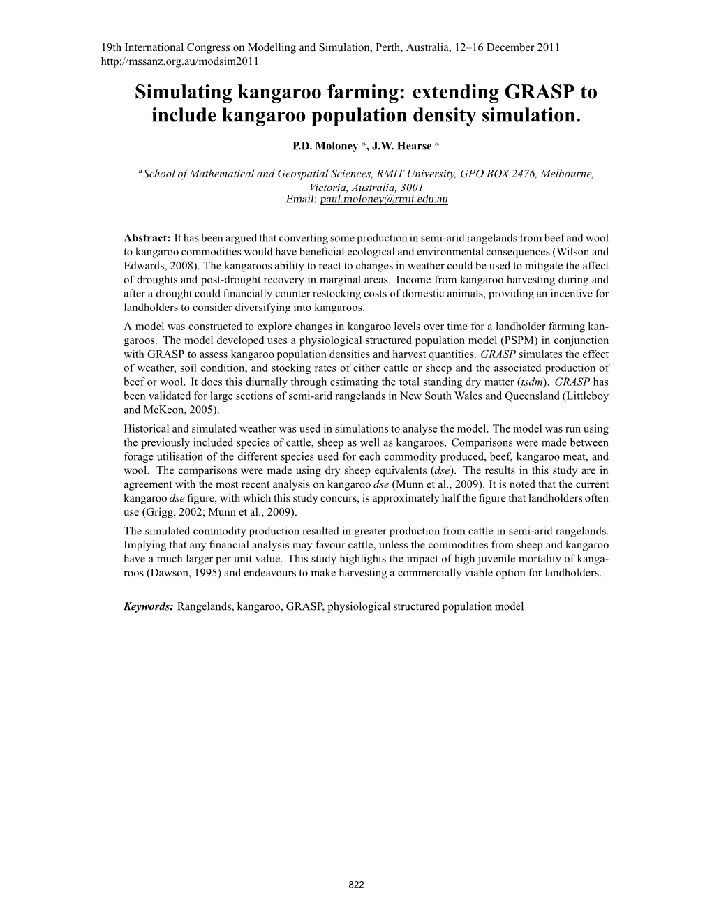 Extending GRASP to Include Kangaroo Population Density Simulation