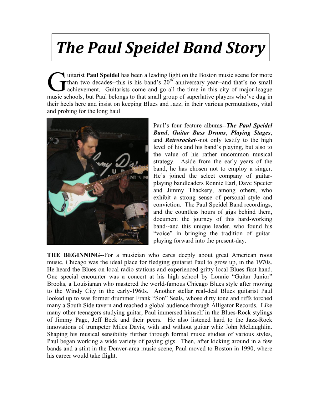 The$Paul$Speidel$Band$Story$