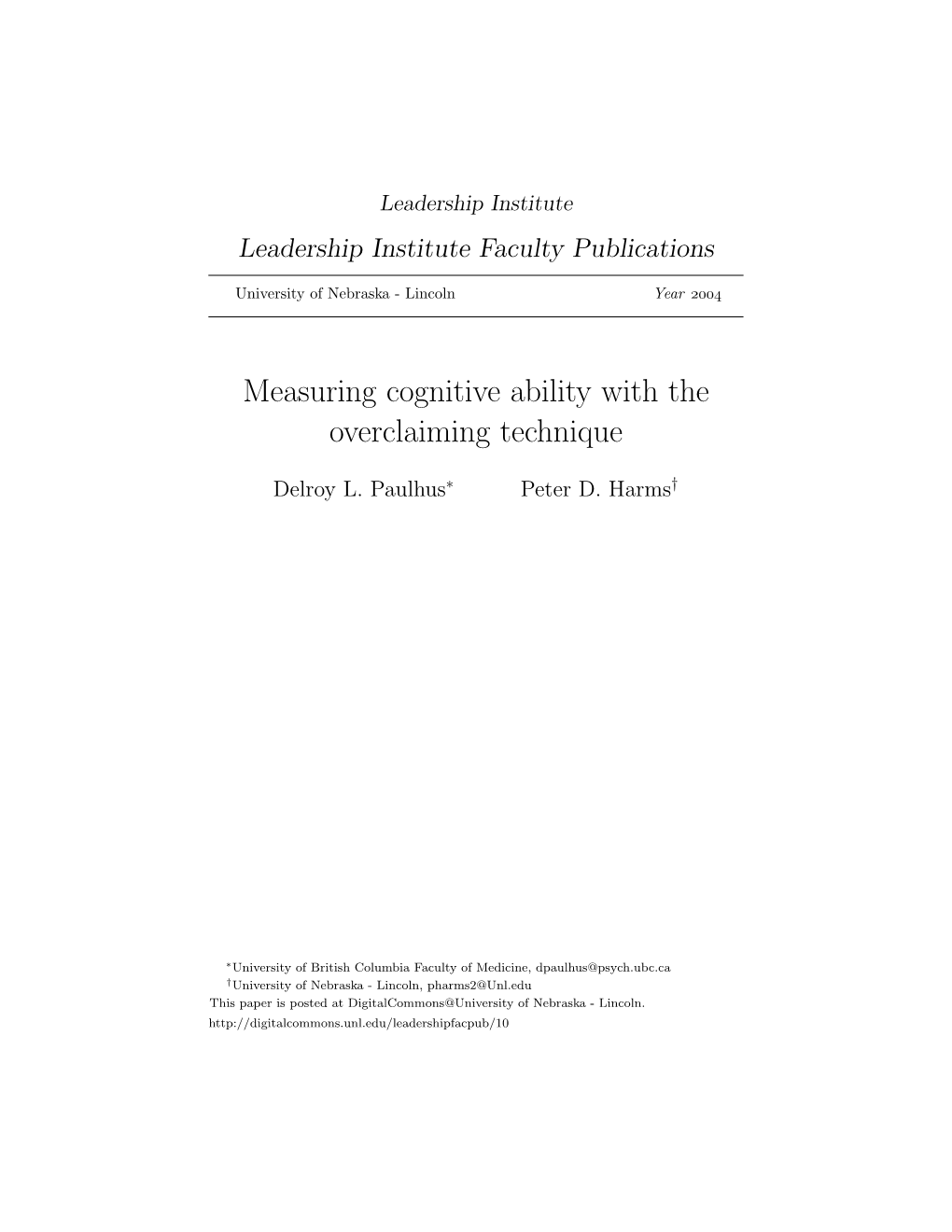 Measuring Cognitive Ability with the Overclaiming Technique