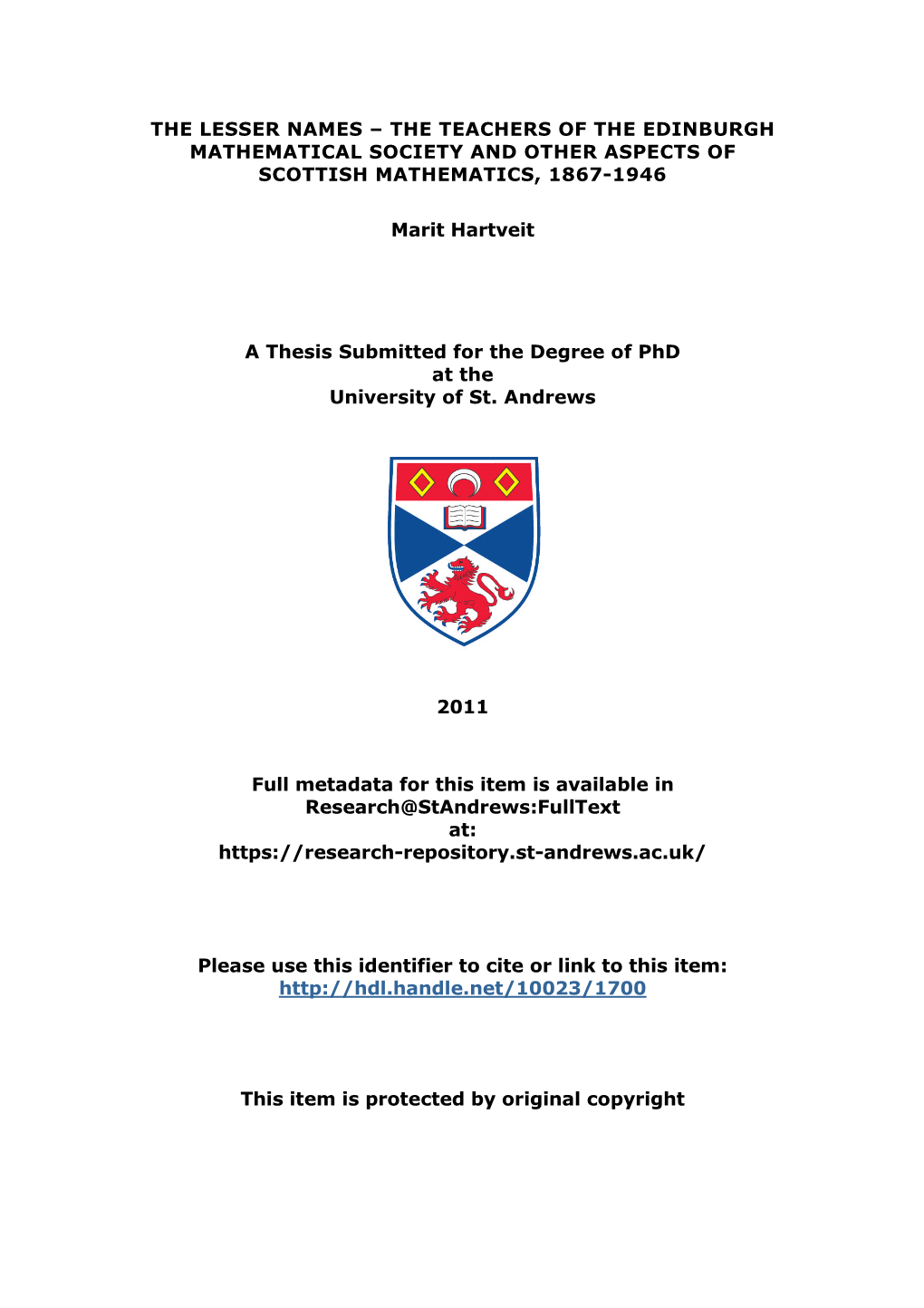 Marit Hartveit Phd Thesis