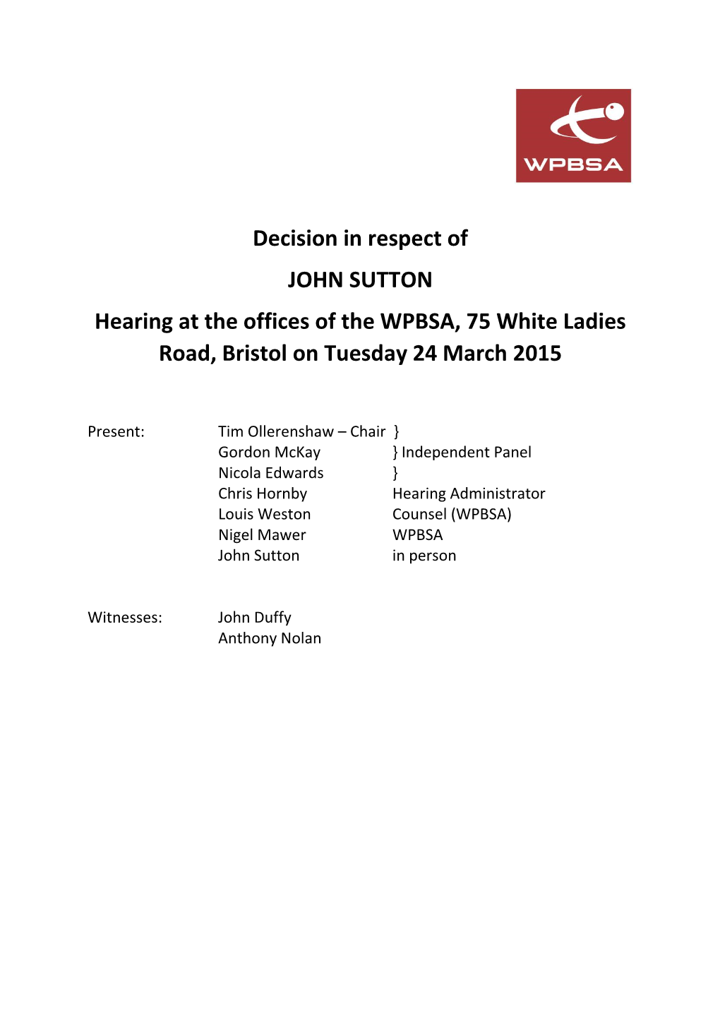 John Sutton Decision Redacted