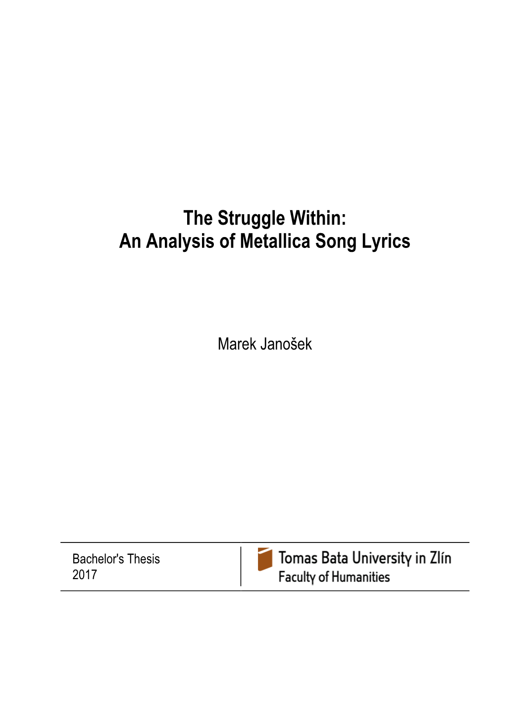 An Analysis of Metallica Song Lyrics