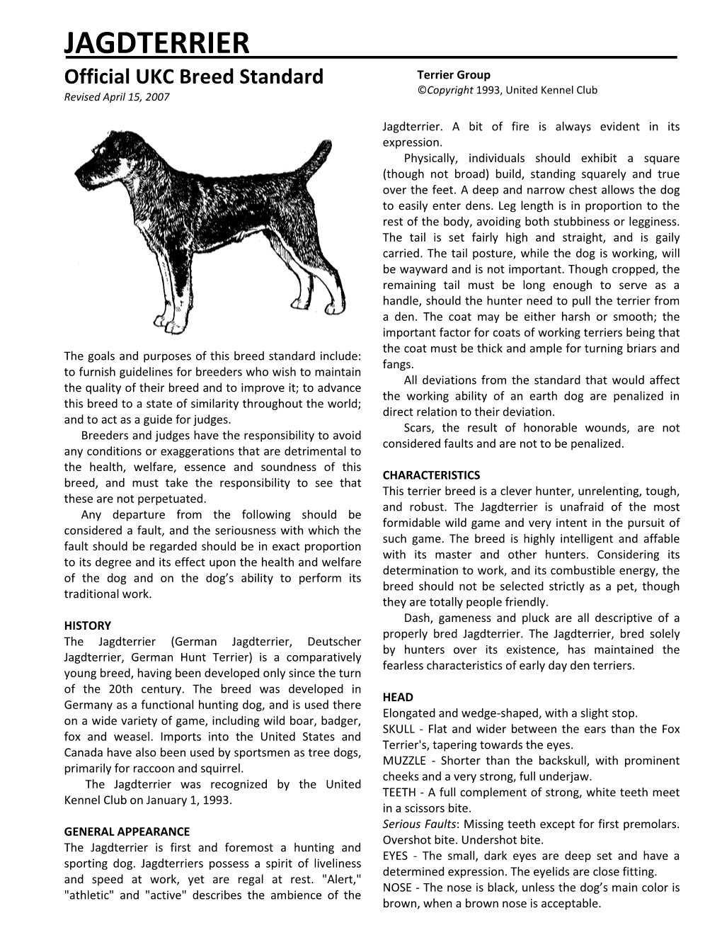 Download Jagdterrier Breed Standard