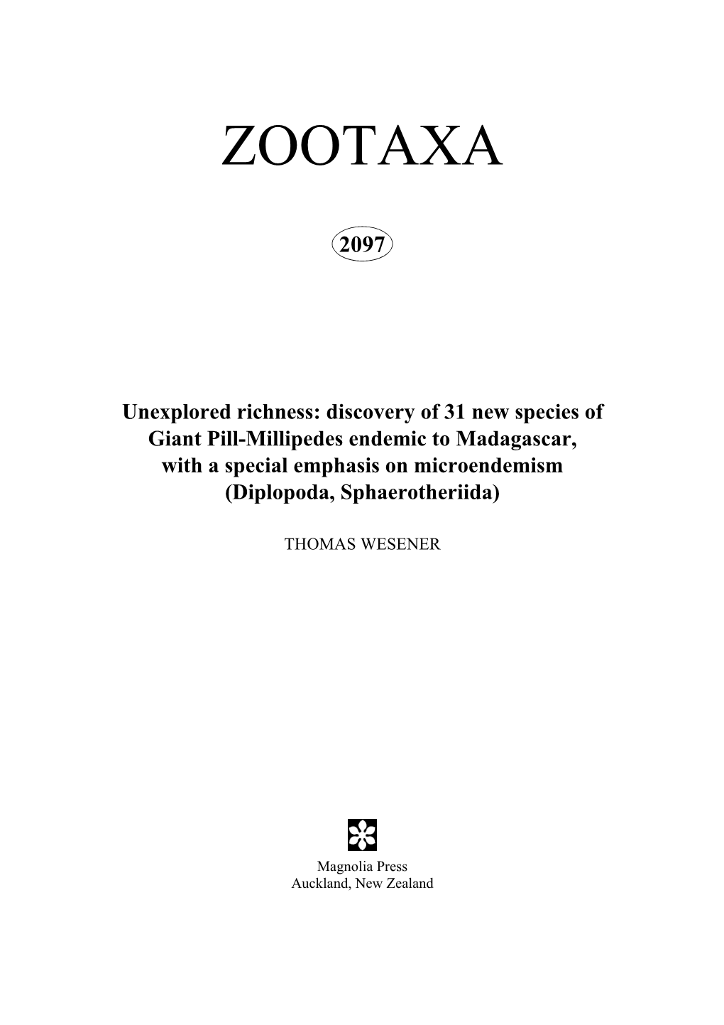 Zootaxa, Unexplored Richness: Discovery of 31