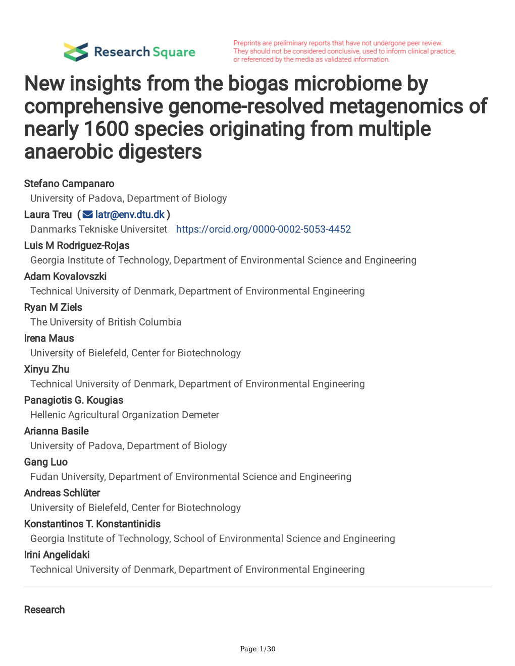 New Insights from the Biogas Microbiome by Comprehensive Genome-Resolved Metagenomics of Nearly 1600 Species Originating from Multiple Anaerobic Digesters