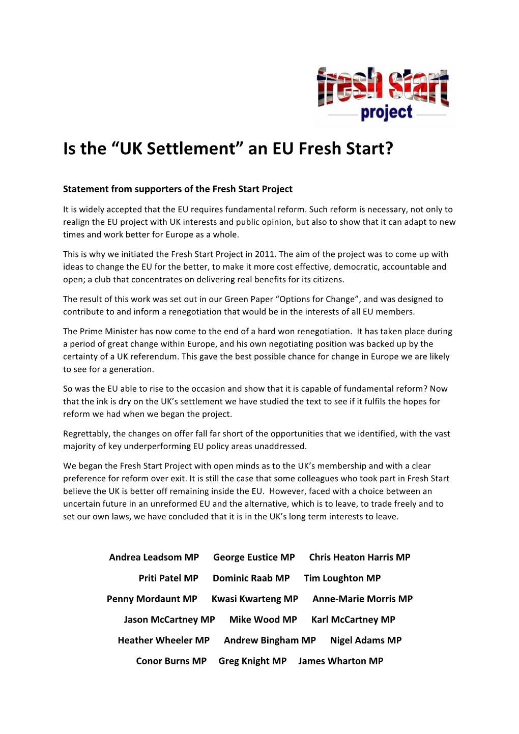 Is the “UK Settlement” an EU Fresh Start?