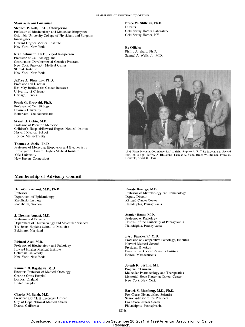 Membership of Advisory Council
