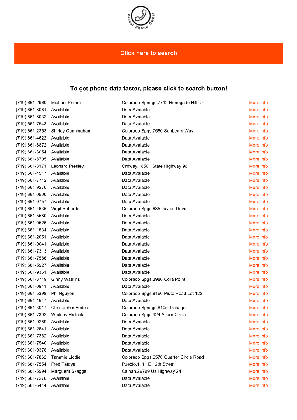 Click Here to Search to Get Phone Data Faster, Please Click to Search