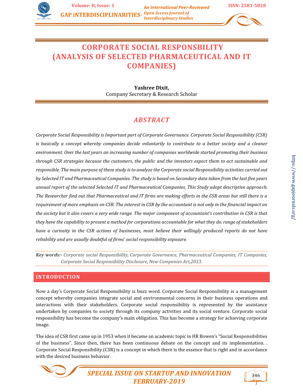 Corporate Social Responsbility (Analysis of Selected Pharmaceutical and It Companies)