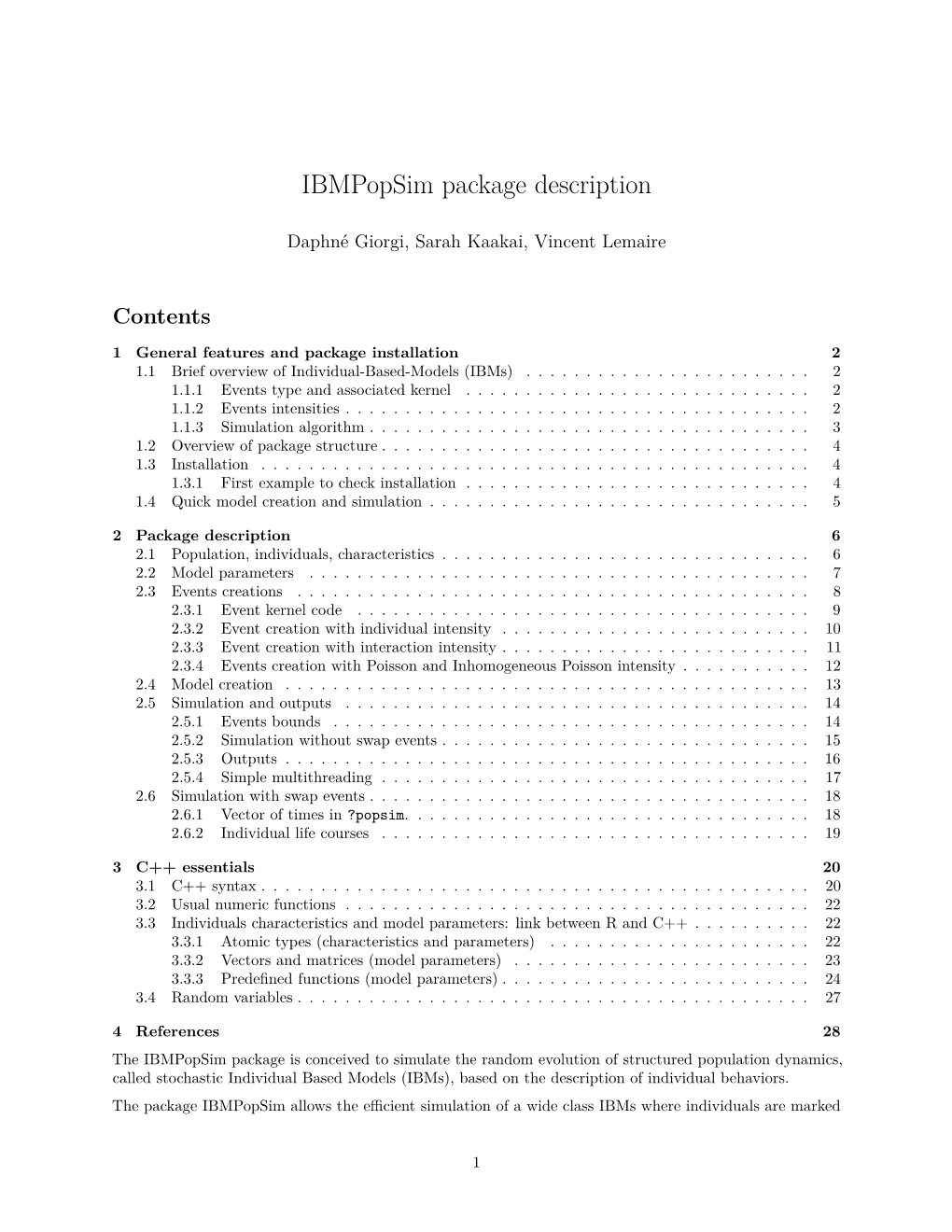 Ibmpopsim Package Description