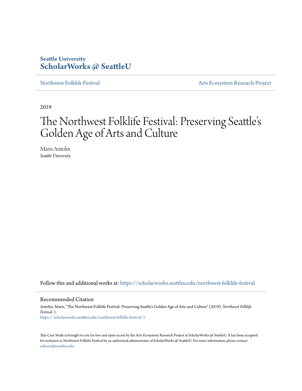 The Northwest Folklife Festival 1