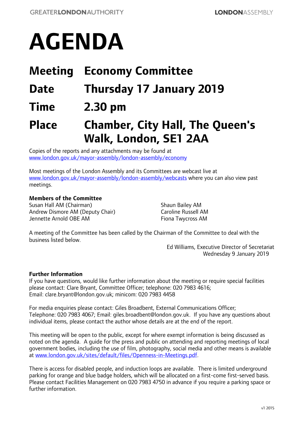 (Public Pack)Agenda Document for Economy Committee, 17/01/2019