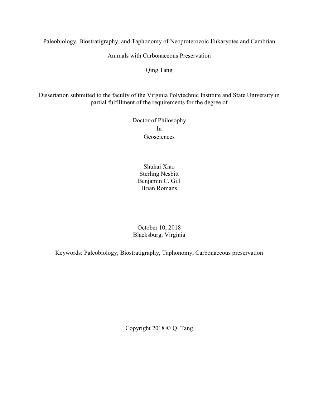 Paleobiology, Biostratigraphy, and Taphonomy of Neoproterozoic Eukaryotes and Cambrian