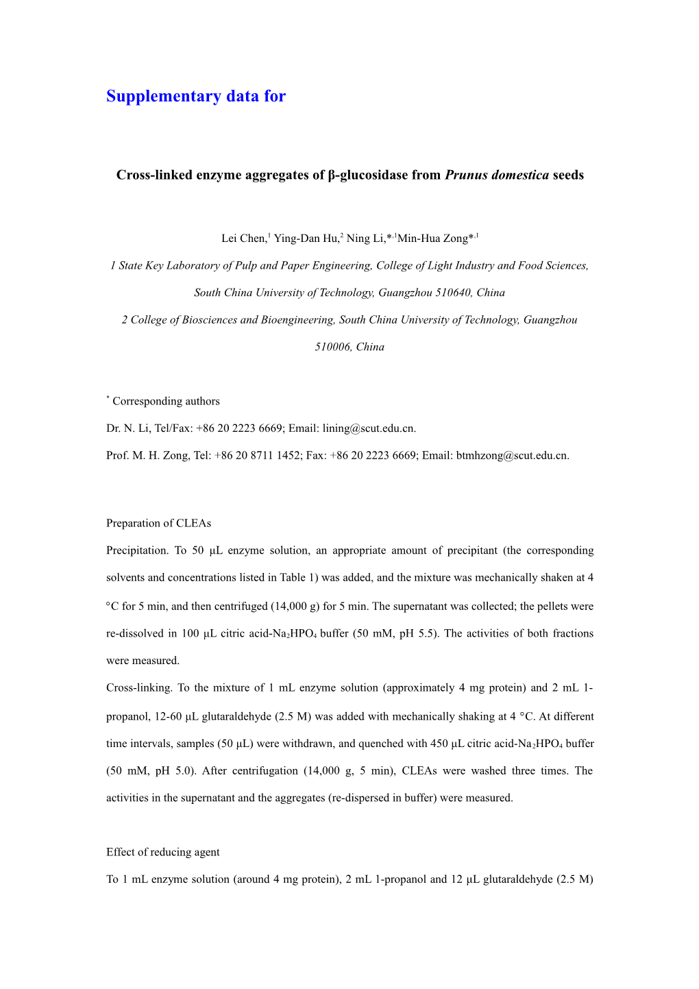 Cross-Linked Enzyme Aggregates of Β-Glucosidase from Prunus Domesticaseeds