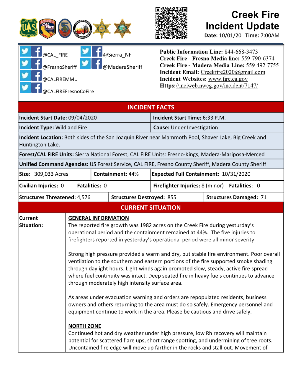 Creek Fire Incident Update