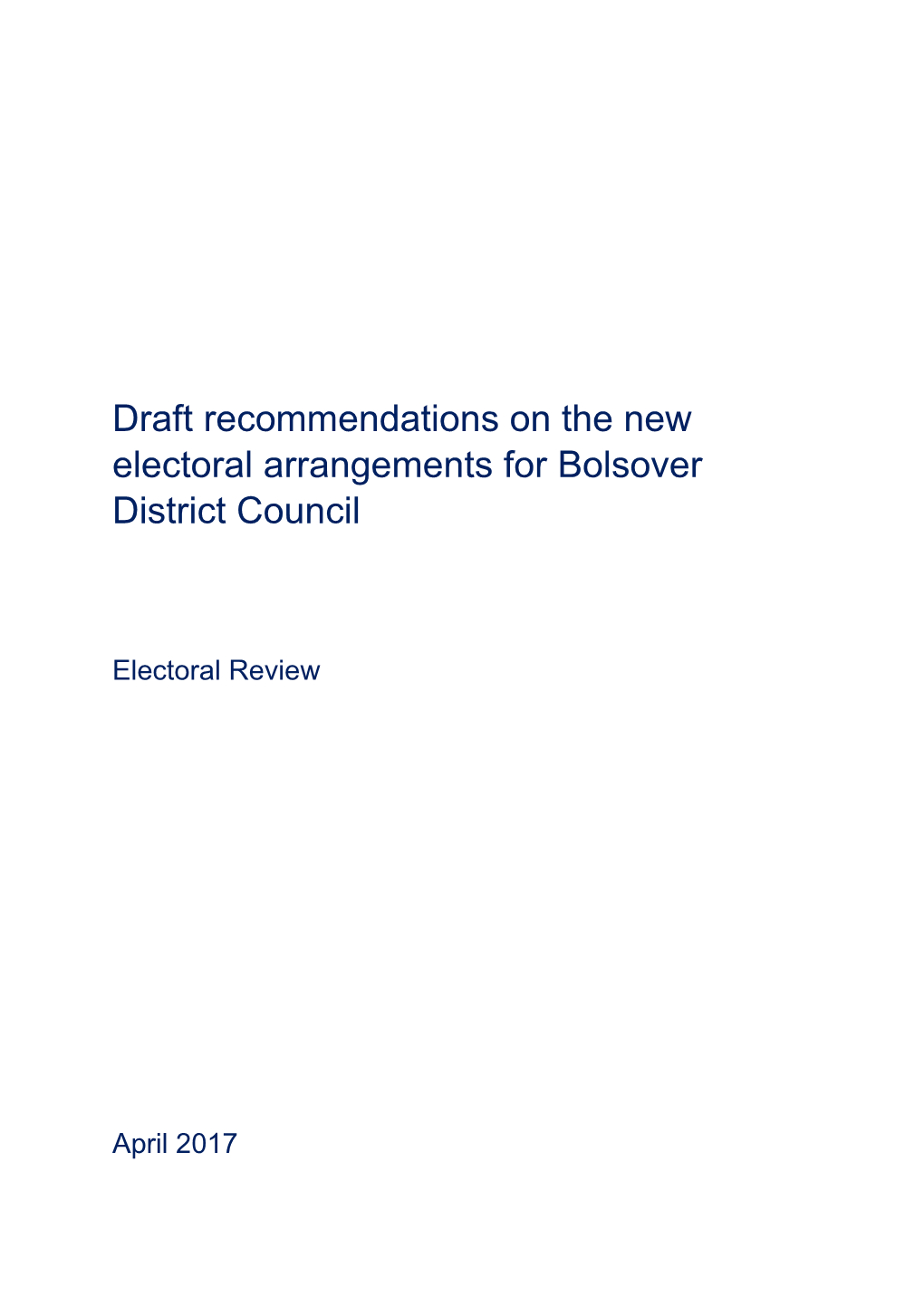 Draft Recommendations for Bolsover District Council