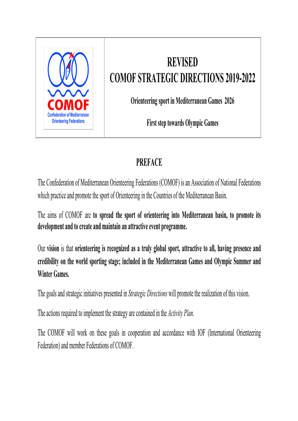 Revised Comof Strategic Directions 2019-2022