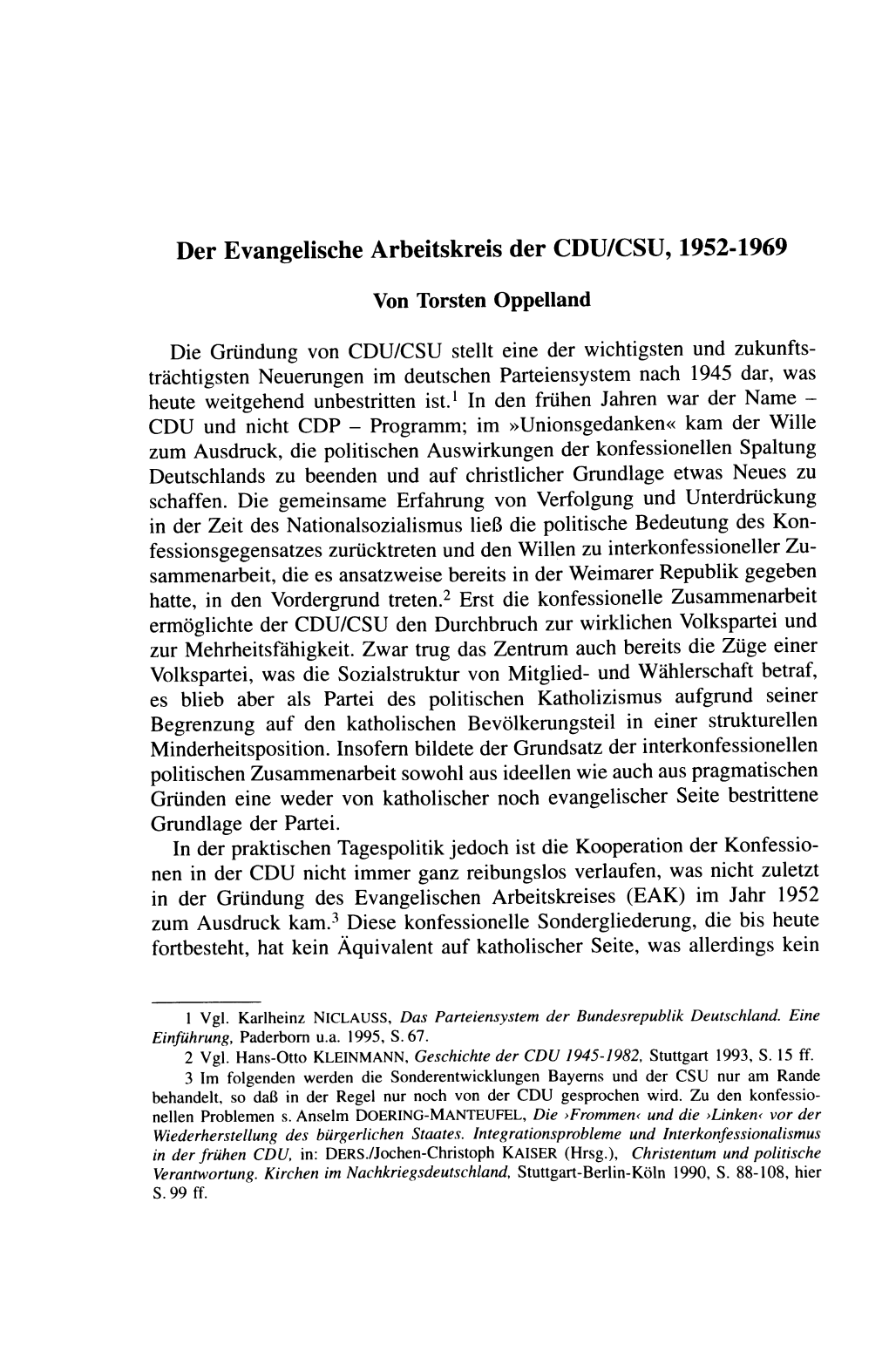 Der Evangelische Arbeitskreis Der CDU/CSU, 1952-1969