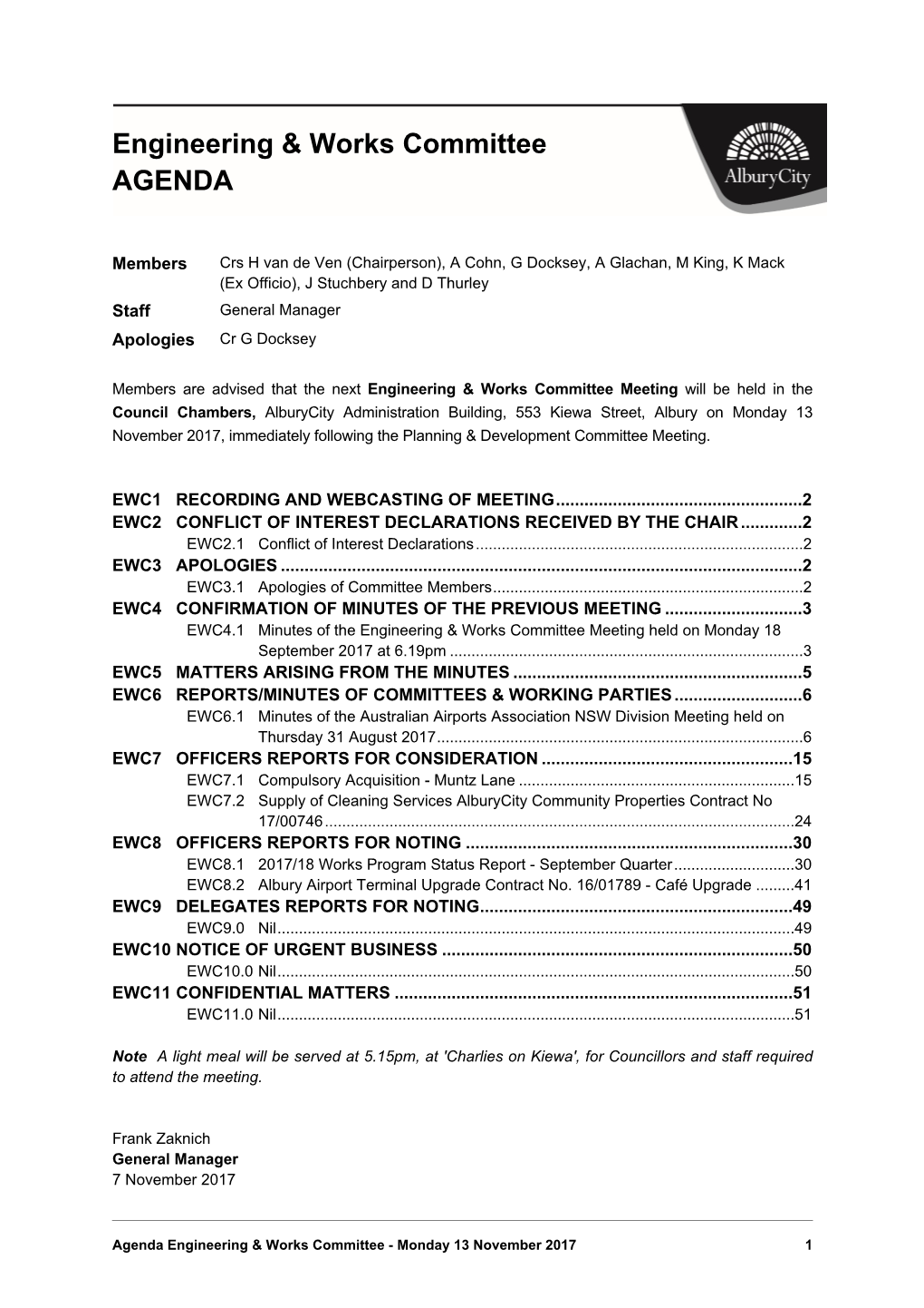 Engineering & Works Committee AGENDA