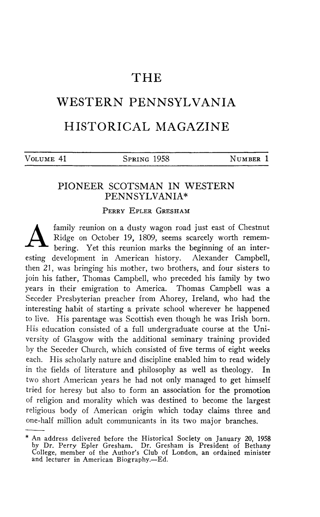 The Western Pennsylvania Historical Magazine