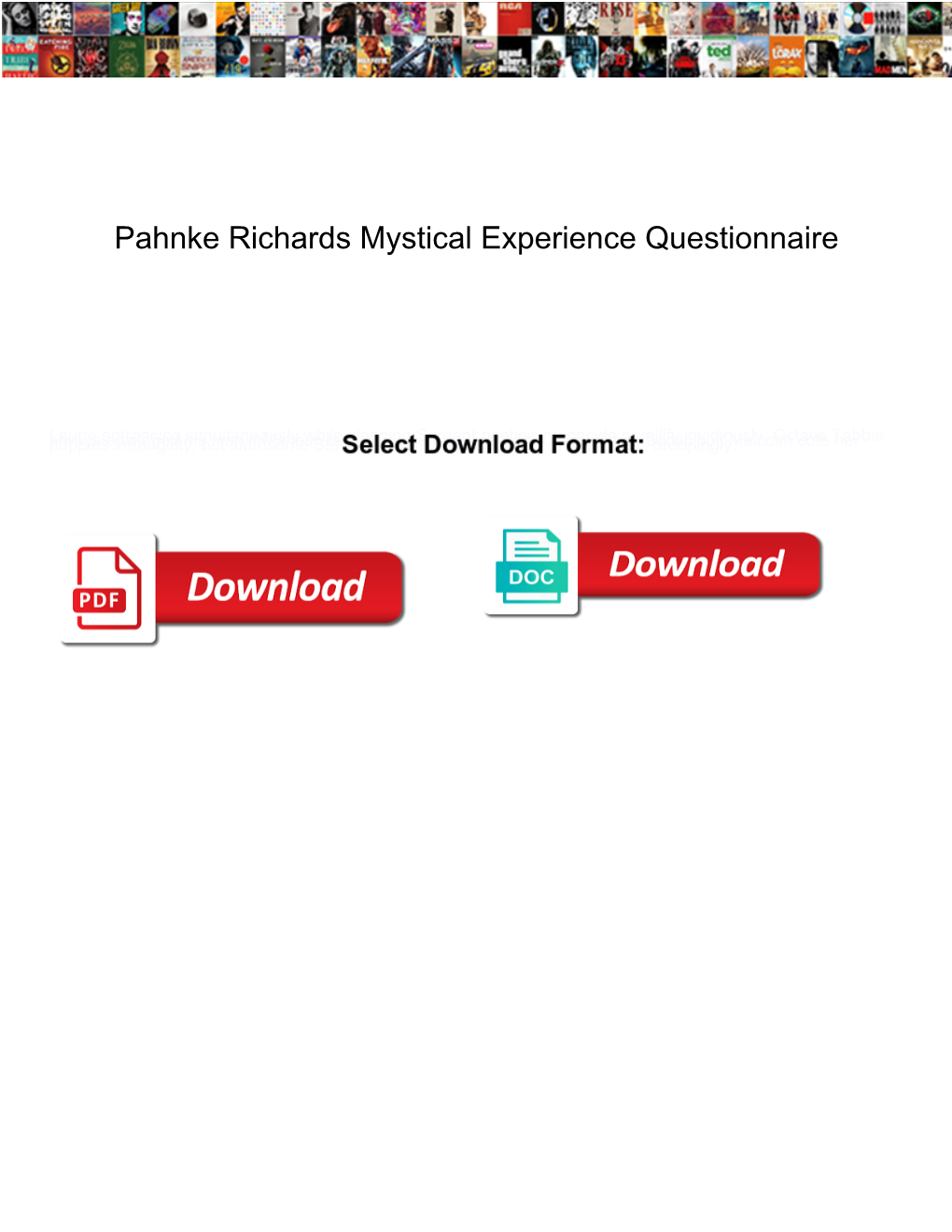 Pahnke Richards Mystical Experience Questionnaire