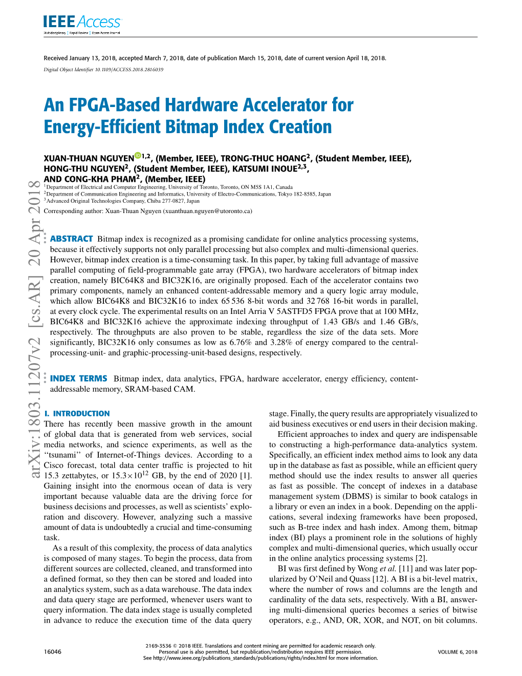 An FPGA-Based Hardware Accelerator for Energy-Efficient Bitmap Index Creation