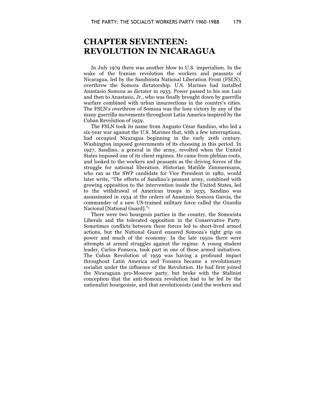 Chapter Seventeen: Revolution in Nicaragua