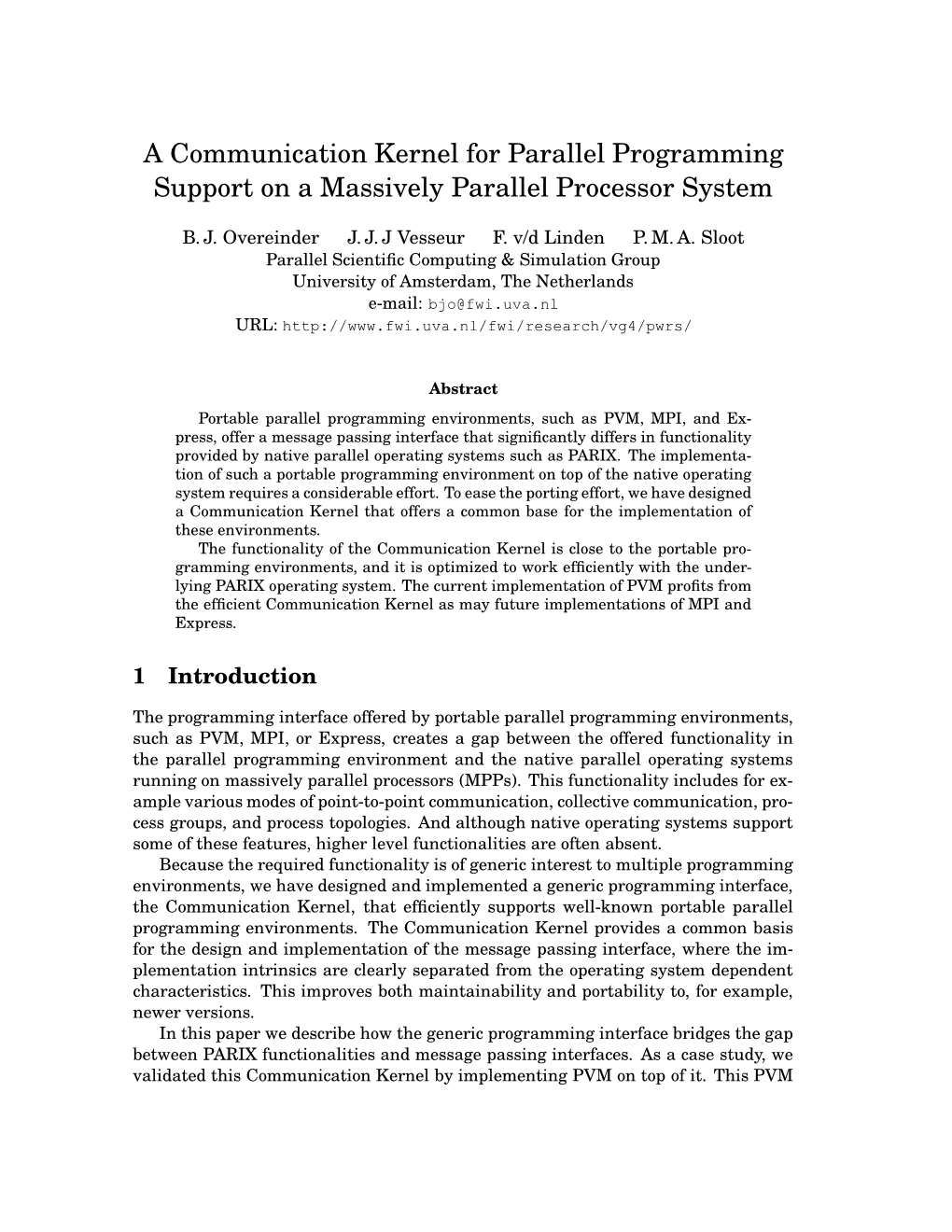 A Communication Kernel for Parallel Programming Support on a Massively Parallel Processor System