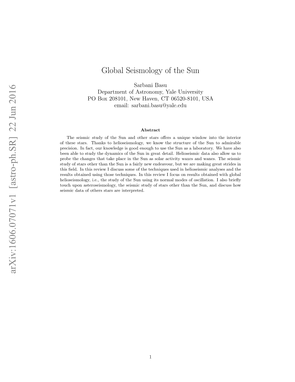 Global Seismology of The
