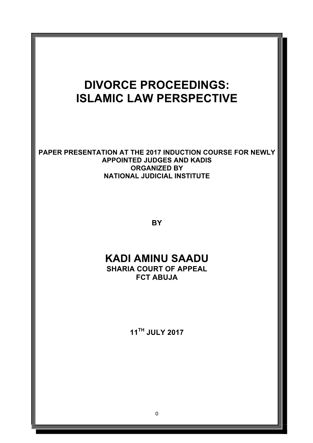 Divorce Proceedings: Islamic Law Perspective